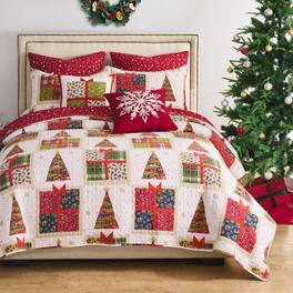 BreeBe - Deck the Halls Quilt Set 3-Piece King/Cal King - Red