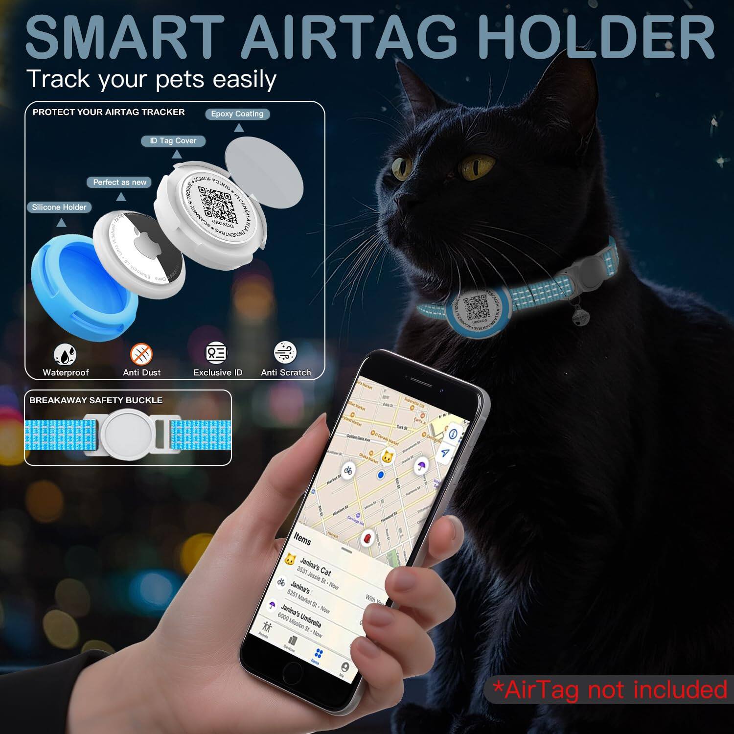 Leash Valley Refurbished Excellent Waterproof Airtag Cat Collar ...