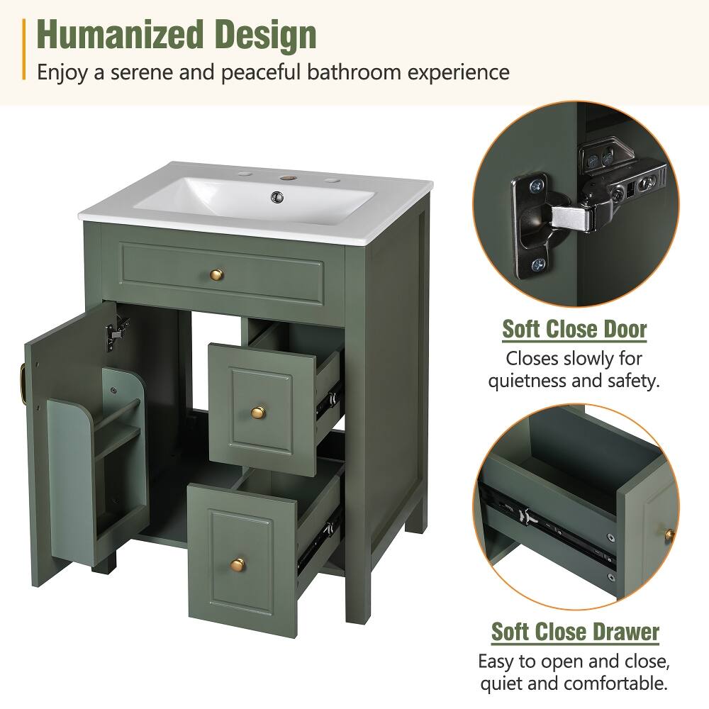 Humanized Design  
Enjoy a serene and peaceful bathroom experience

Soft Close Door  
Closes slowly for quietness and safety.

Soft Close Drawer  
Easy to open and close, quiet and comfortable.