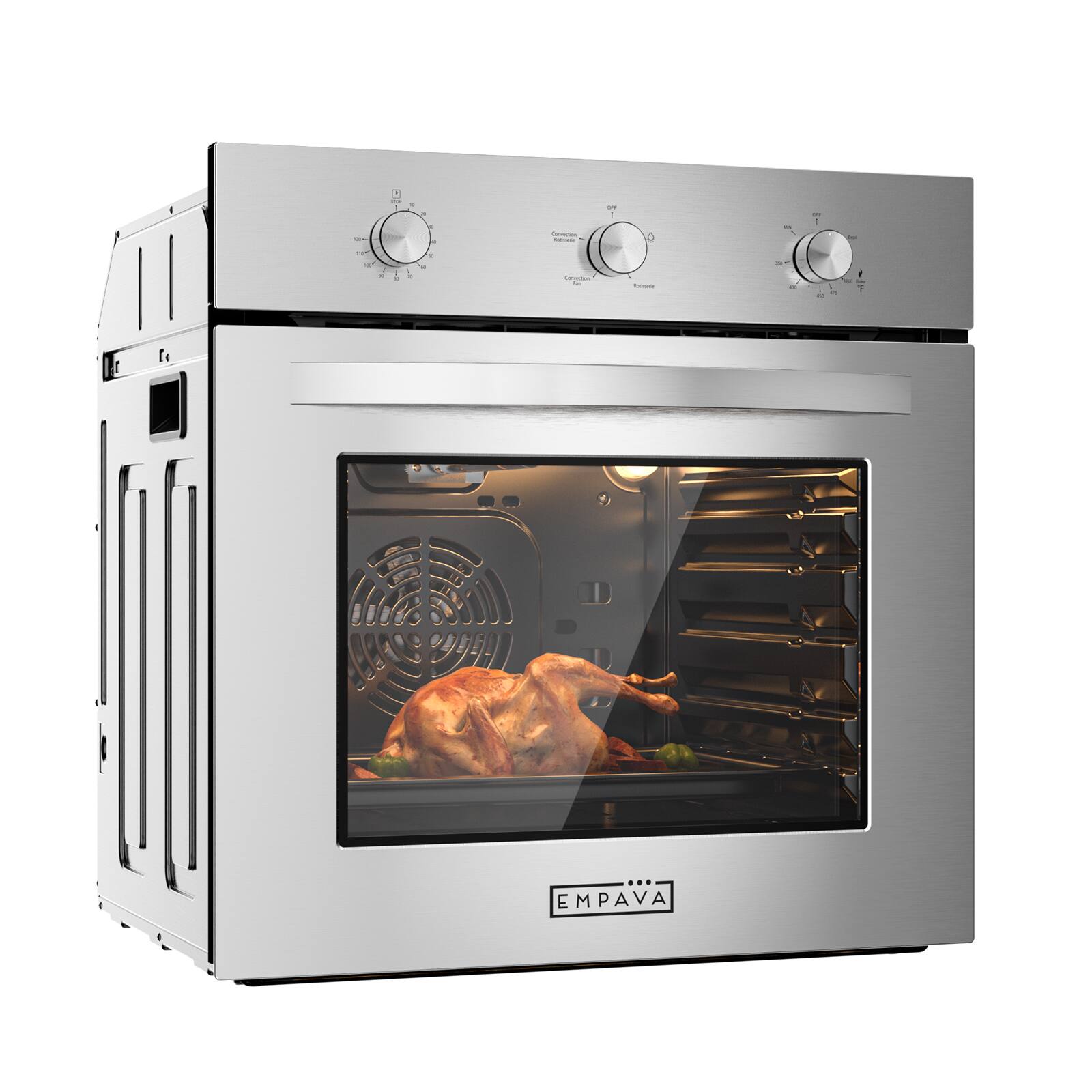 Alt View 4. Empava - 24 in. Natural Gas Single Wall Oven 2.3 cu. ft. Capacity Knob Control Kitchen Compact Convection Oven - Stainless steel.
