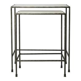 Starlight Canyon Home - Marble Top Nesting Tables Set of 2 - Black,Black And White