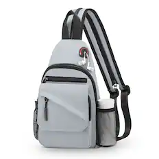 Front. Unique Bargains - Small Crossbody Bag Casual Sling Bag Convertible Backpack 3-in-1 Anti-Theft Shoulder Bag Trendy Daypack for Travel - Light Grey.