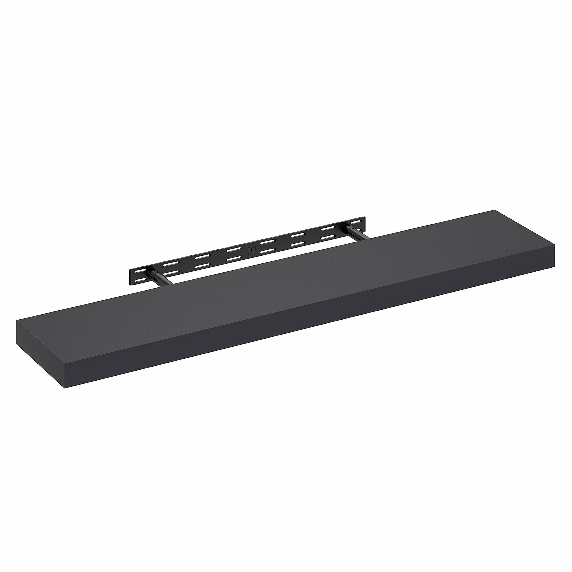 Alt View 3. Furinno - TANNA Floating Shelves for Wall, 9 x 47 Wall Shelf, Wall Mounted Floating Shelf with Invisible Brackets, Thick Shelf - Americano.
