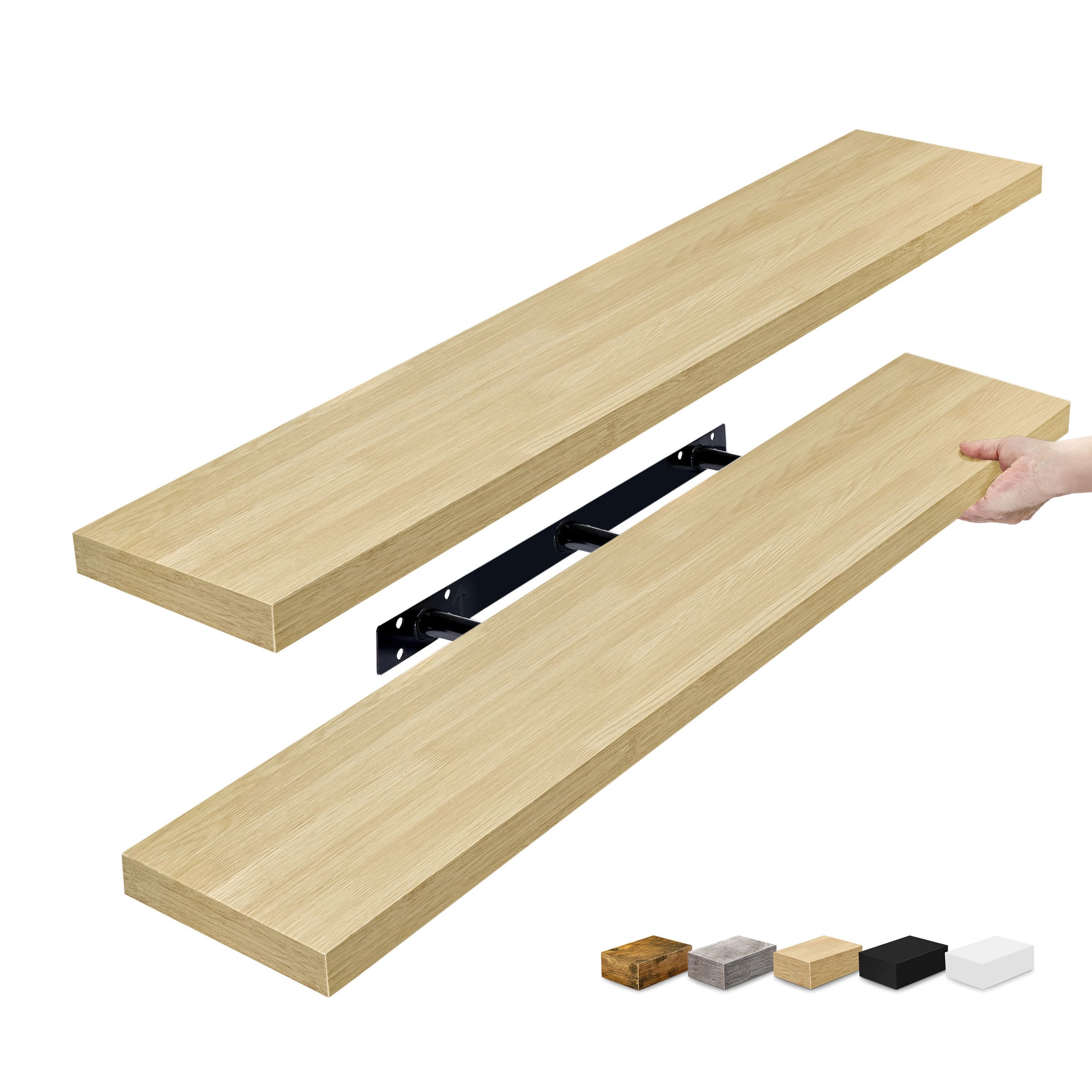 Front. Sorbus - Sorbus 2 Pack 47 x 9.25 Inch Wall Mounted Floating Shelves - Stylish and Functional Storage - Maple.