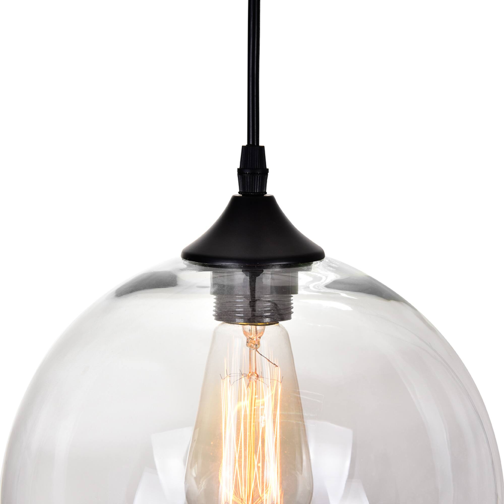 Back. CWI Lighting - Glass 1 Light Down Mini Pendant With Clear Finish - Black.