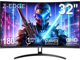 Z Z-Edge - UG32 32" 2560x1440 2K QHD 180Hz (DP) 144Hz (HDMI) 1ms Curved Gaming Monitor, FreeSync, HDMI x2 , DP x2 - Black