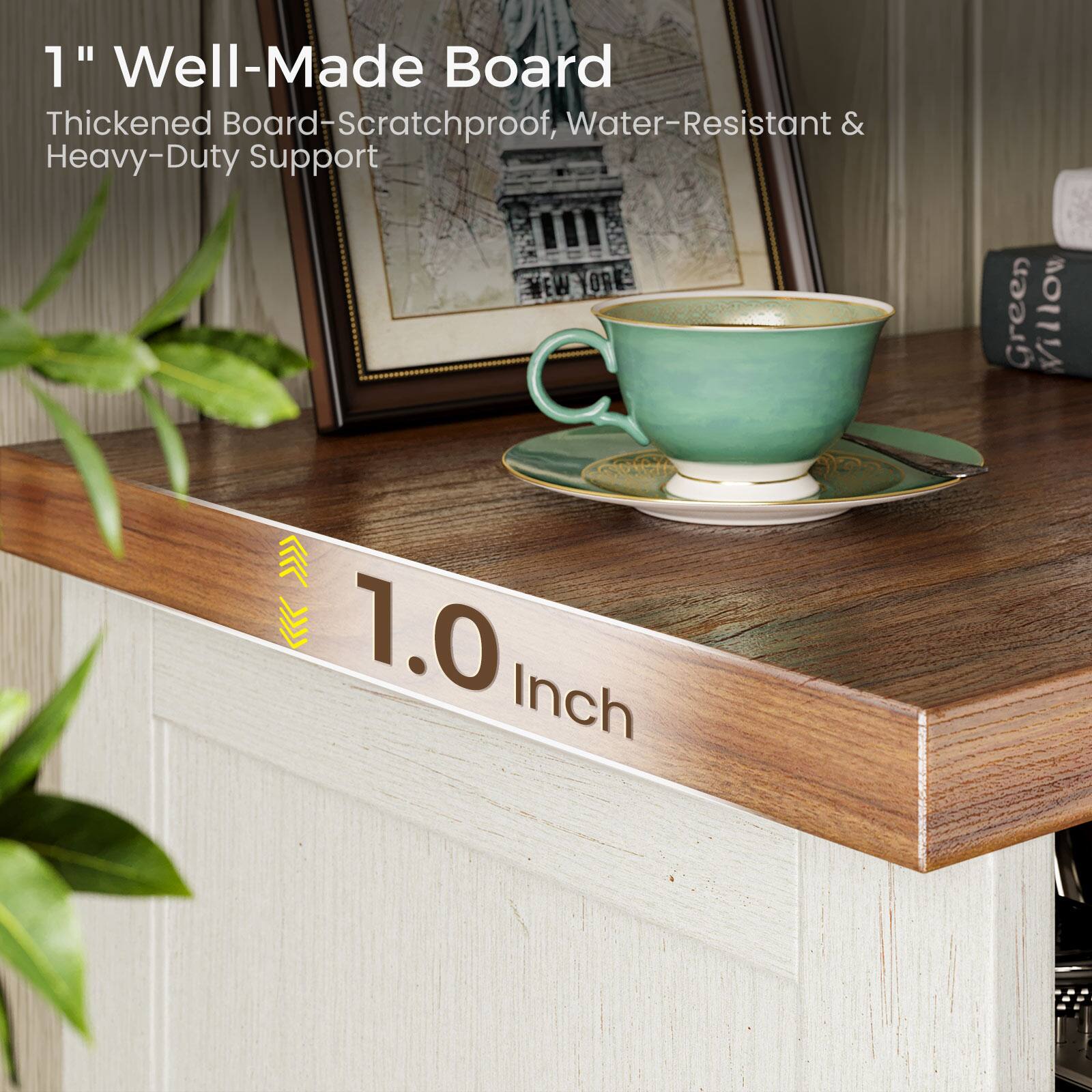 1" Well-Made Board  
Thickened Board-Scratchproof, Water-Resistant & Heavy-Duty Support  
1.0 Inch