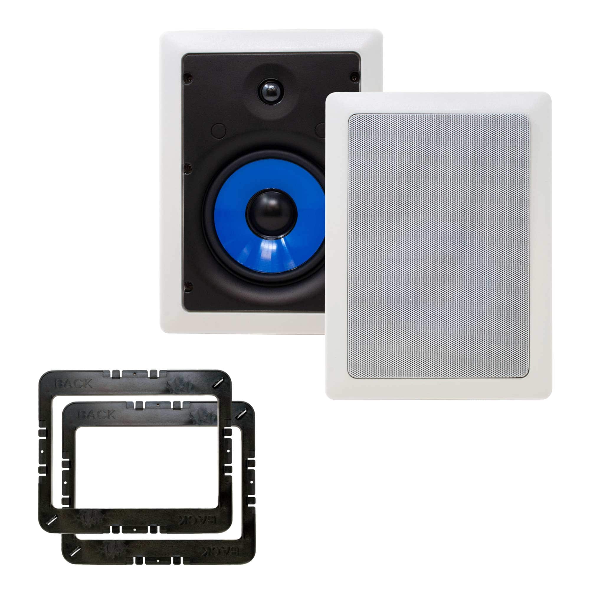 Legrand - HT5651 5000 Series 6.5" In-Wall Speakers 1 Pair 2 Speakers total with In Wall Mounting Brackets - Black/Gray