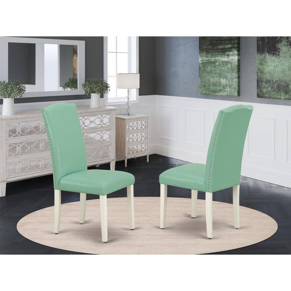 Angle. East West Furniture - Dining Chair Linen White - Brown.