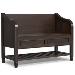 Simpli Home - Connaught SOLID WOOD 42 inch Wide Traditional Entryway Storage Bench with Shelf - Chestnut Brown