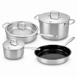 Alva - Maestro 10-Piece Hybrid Stainless Steel Cookware Set, Induction Ready, Oven Safe to 400°F - Silver