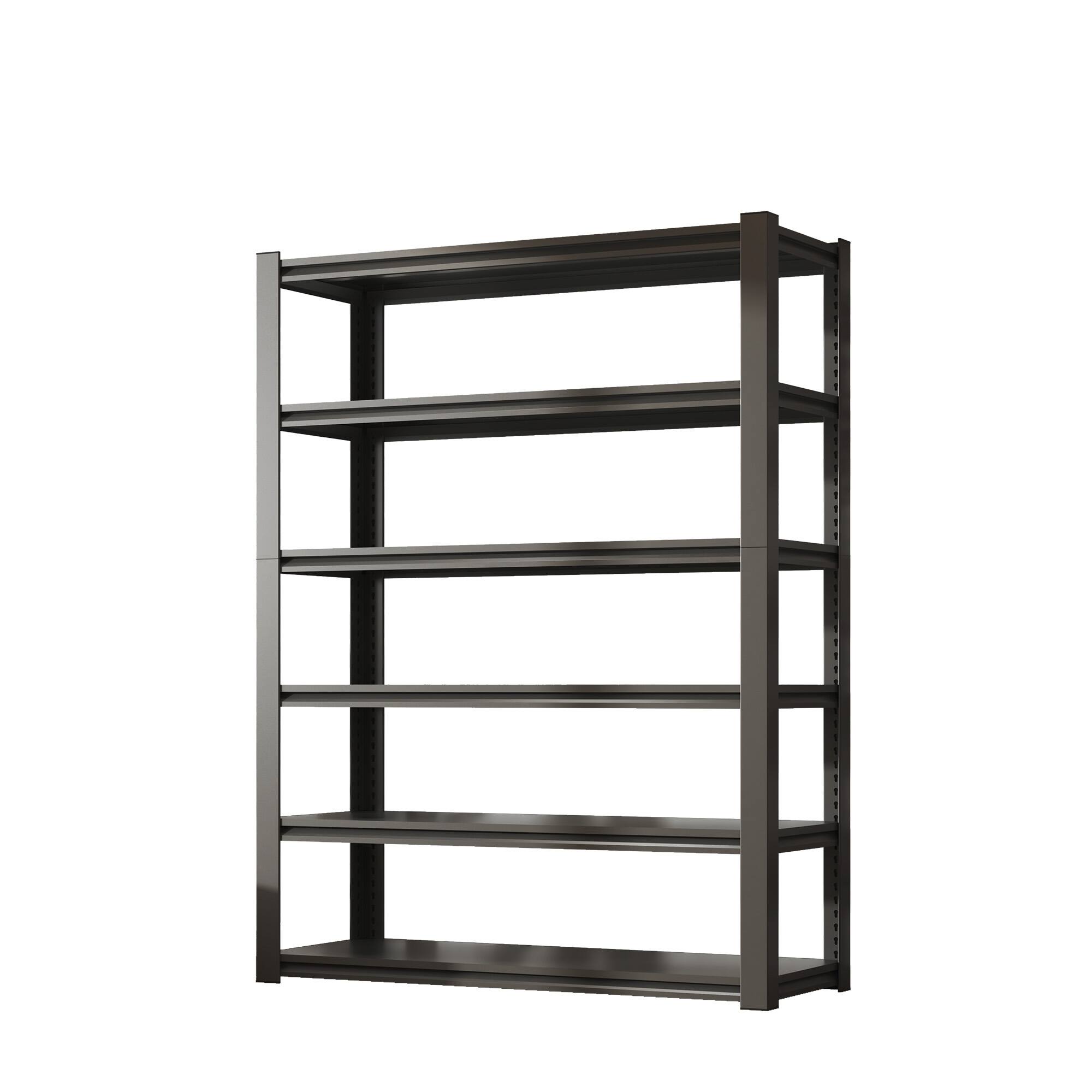 Front. Lirago - 6-Tier Freestanding Shelving Unit 2400LB Capacity Metal Storage Shelves - Black.