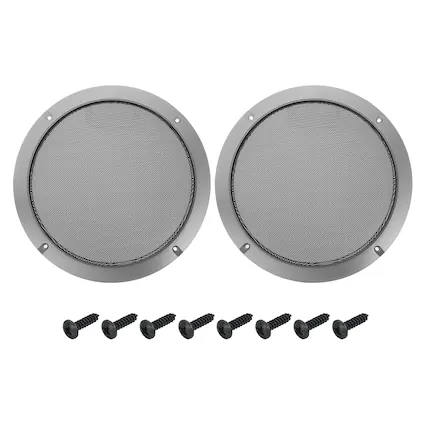 Front. Unique Bargains - 2pcs Speaker Grill Mesh Metal Woofer Guard Protector ABS Frame with Screws for Home Audio Car Speaker - Black Iron Gray.