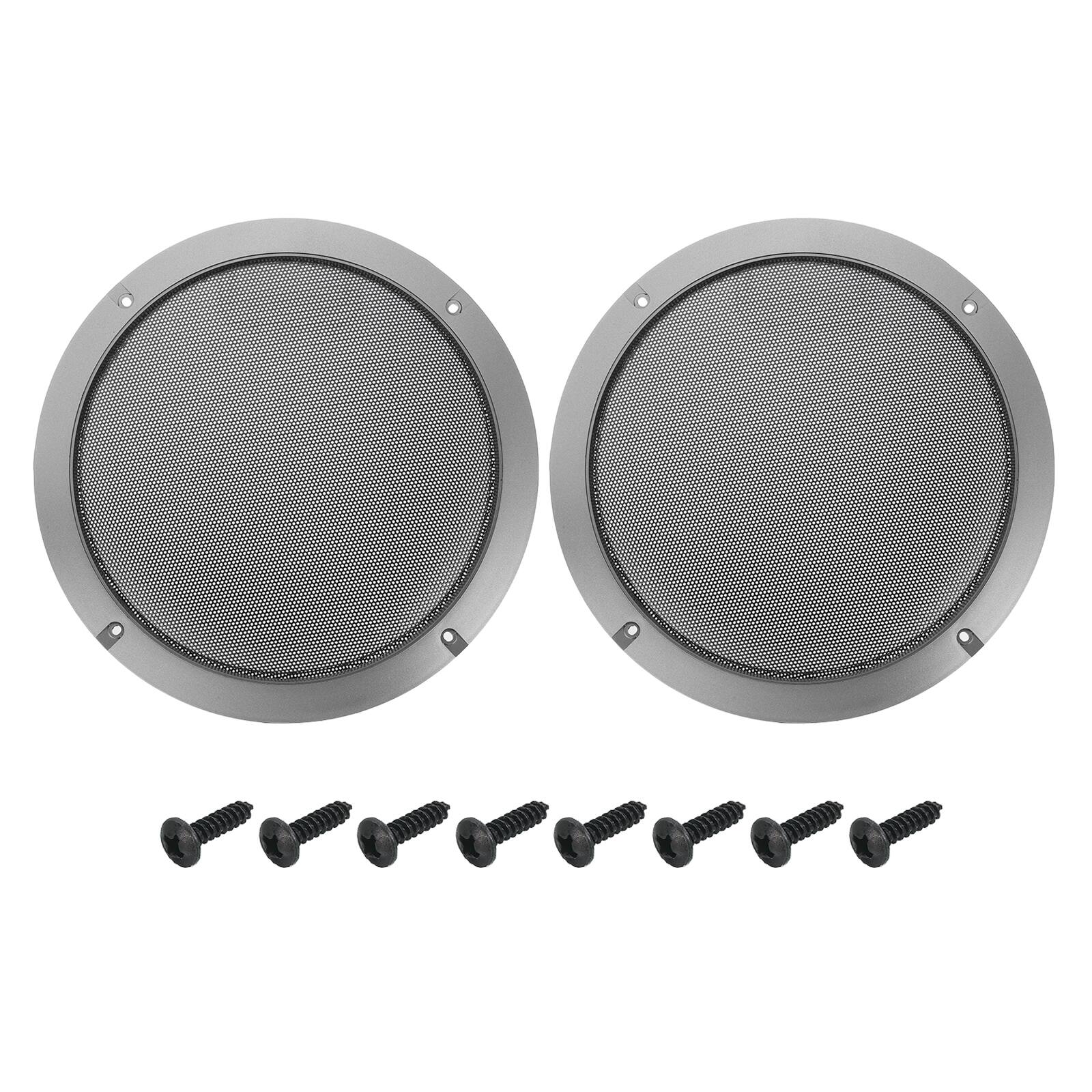 Front. Unique Bargains - 2pcs Speaker Grill Mesh Metal Woofer Guard Protector ABS Frame with Screws for Home Audio Car Speaker - Black Iron Gray.