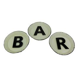 Zeckos - Black and Pie Plate Style 3 Piece Bar Sign Set - White