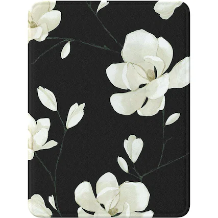 Front. SaharaCase - Indy Series Hand Strap Case for Amazon Kindle Paperwhite (11th Gen, 2021-2022) - Black Floral.
