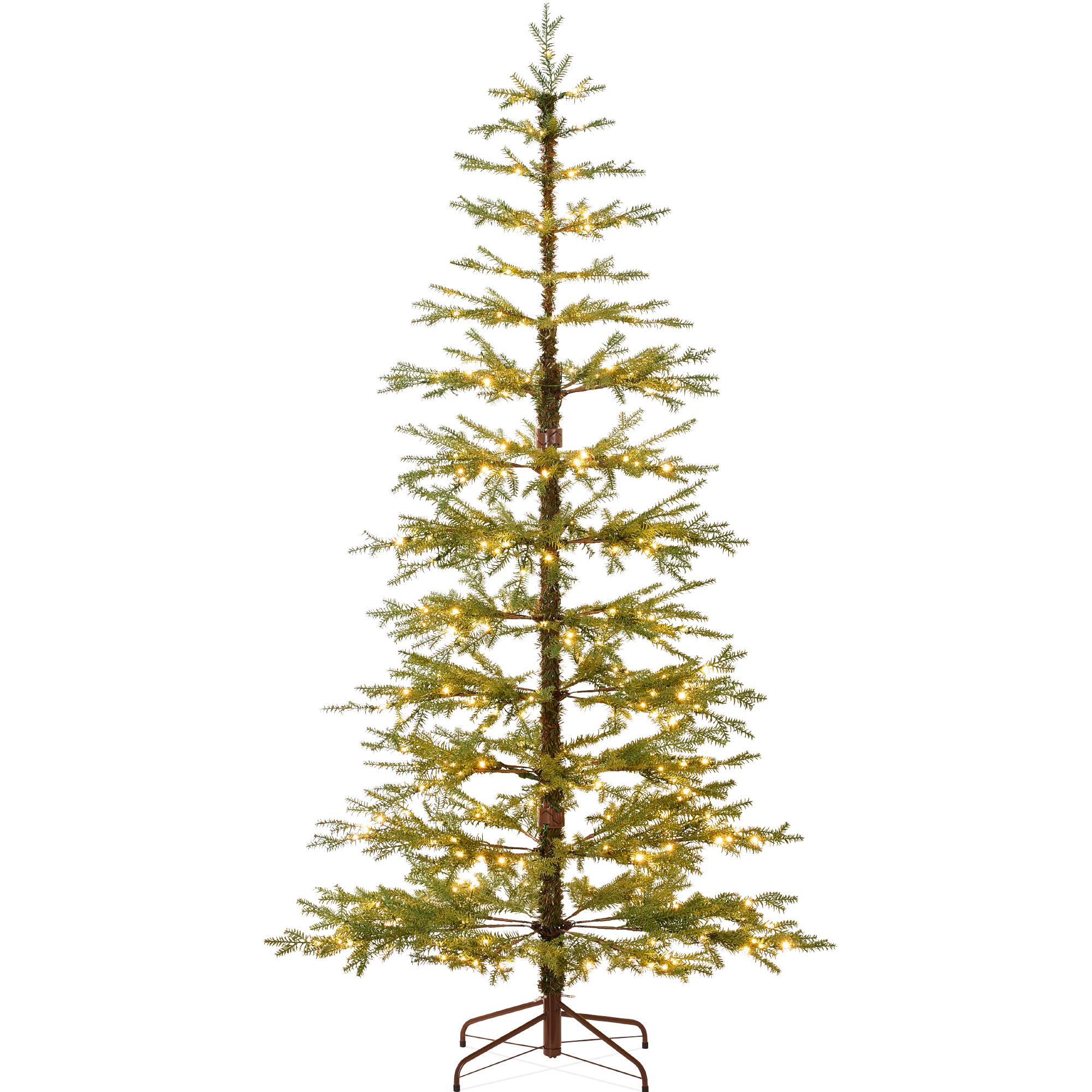 Best Choice Products - 7.5ft Pre-Lit Sparse Christmas Tree w/ 300 2-in-1 LED Lights, Cordless Connection, Metal Stand - Green