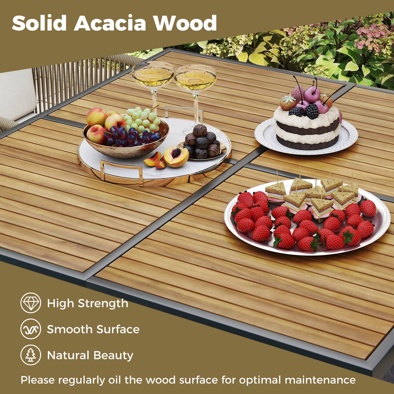 Solid Acacia Wood High Strength V Smooth Surface Natural Beauty Please regularly oil the wood surface for optimal maintenance.