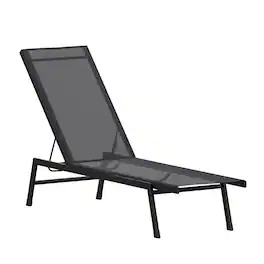 Flash Furniture - Brazos Adjustable Chaise Lounge Chair, Outdoor Five-Position Recliner, All Weather, / - Black