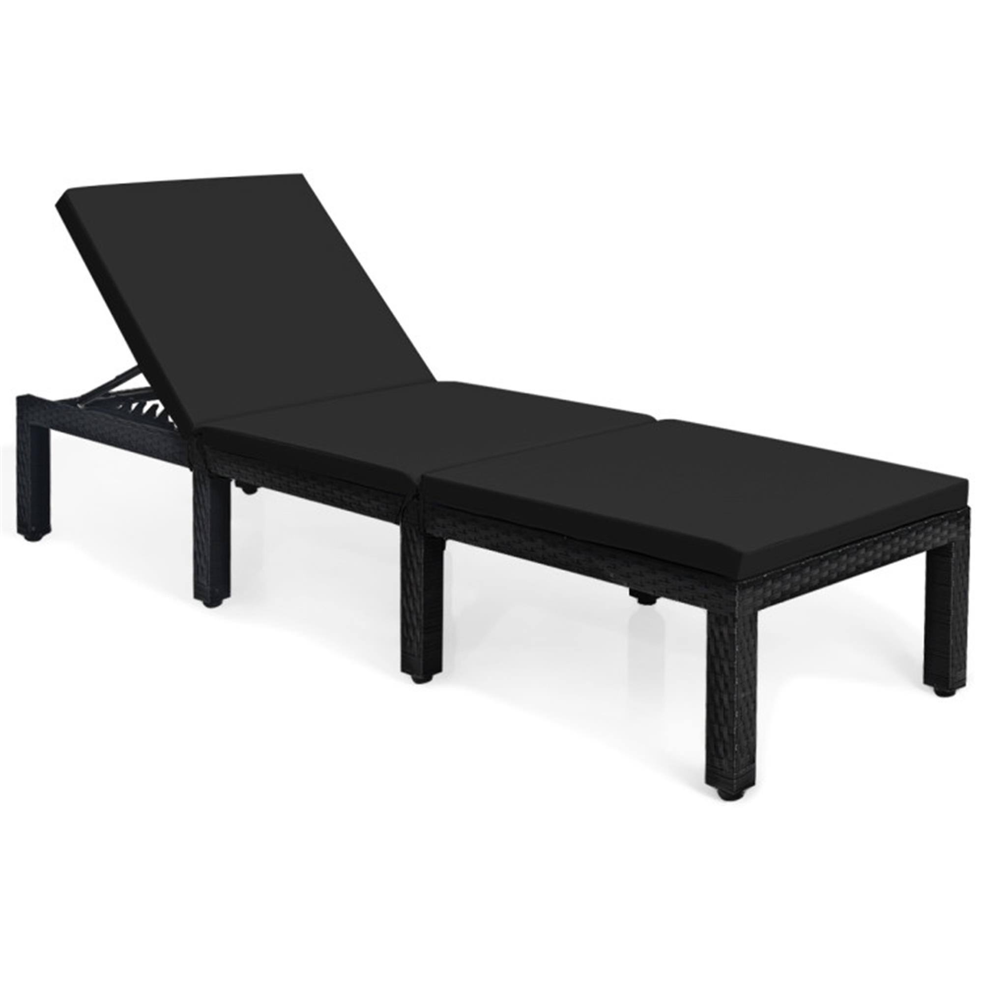 Front. Boyel Living - Black Rattan Lounge Chair 39.5-in W x 25.5-in H x 77.0-in D - Black.