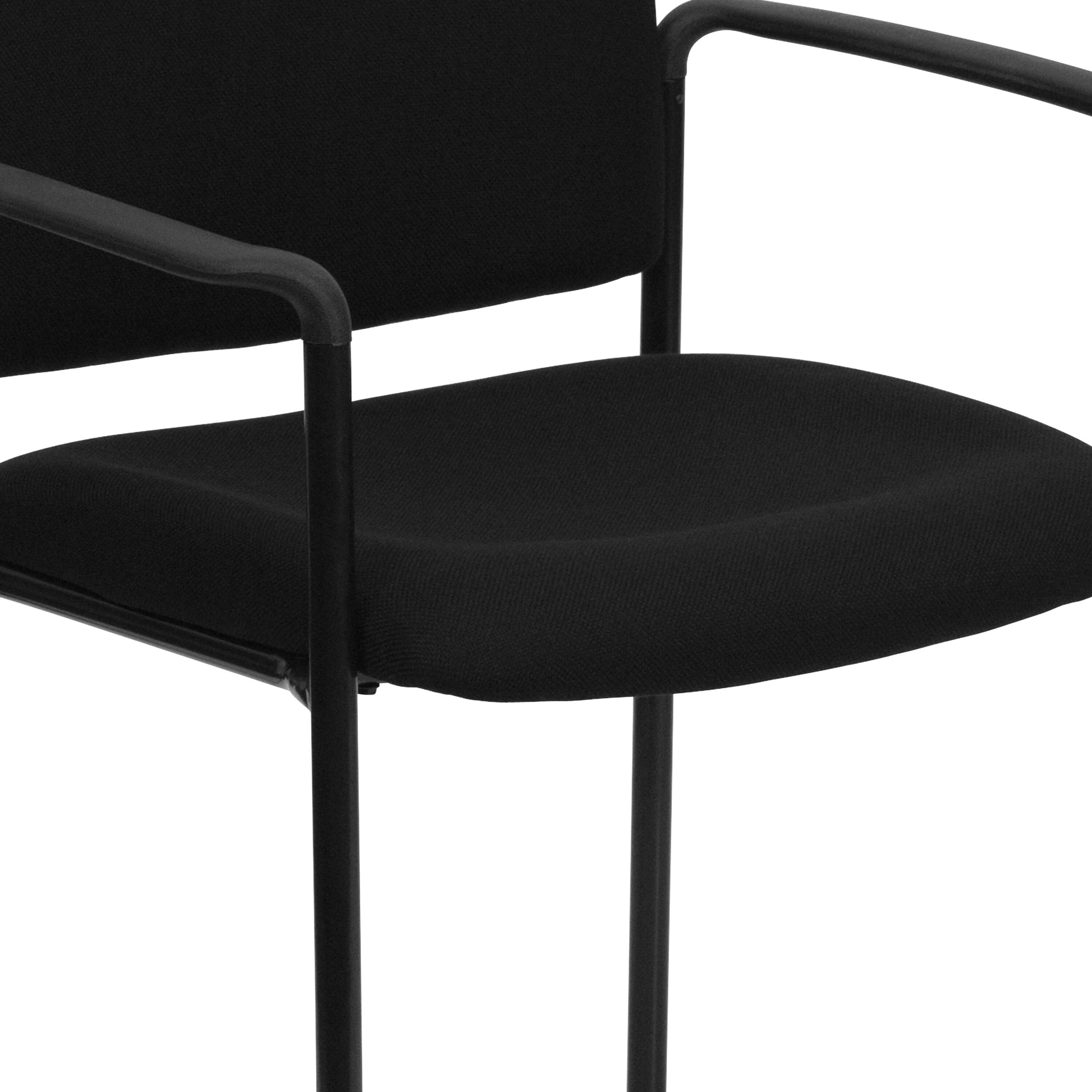 Alt View 8. Emma + Oliver - Comfort Stackable Steel Side Reception Chair with Arms - Black Fabric.