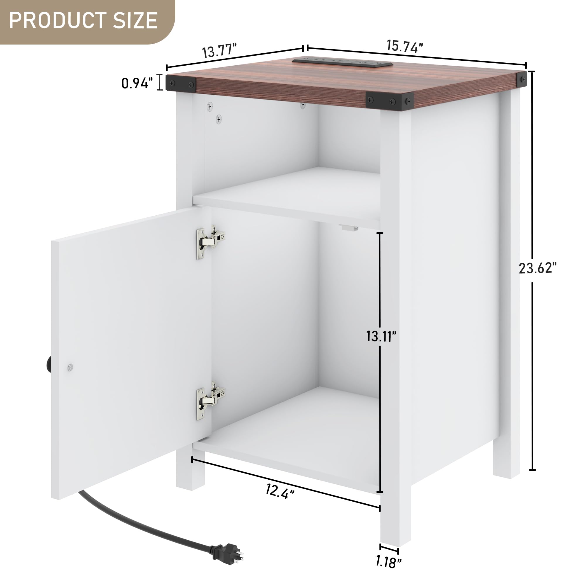 PRODUCT SIZE  
0.94" | 13.77" | 15.74" | 23.62" | 13.11" | 12.4" | 1.18"