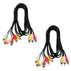 Front. Unique Bargains - 2pcs AV Audio Video Splitter Cable, 3 RCA Male to 6 RCA Male, Composite Video Splitter Adapter Output Cables - Black.