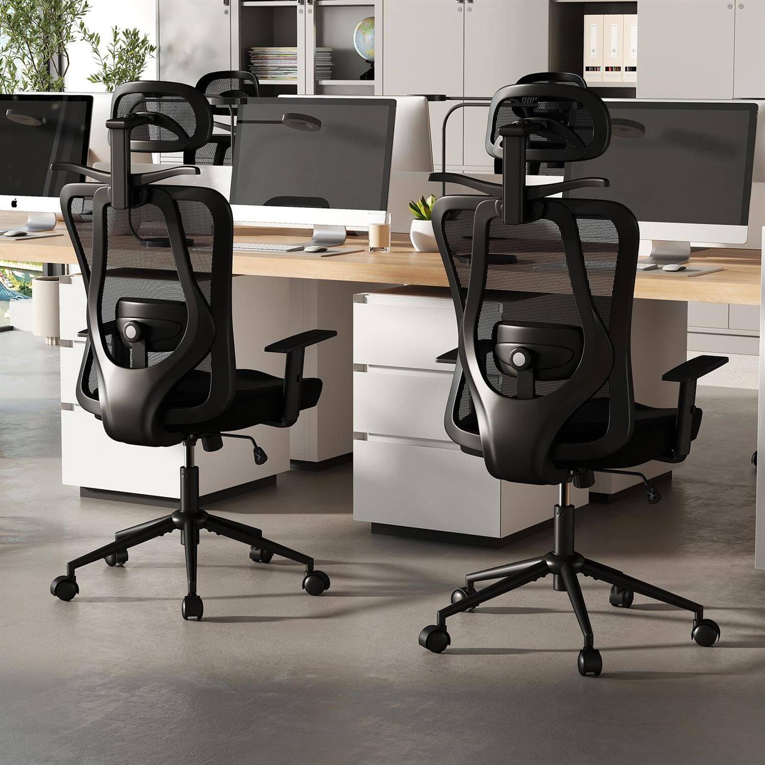 Alt View 2. Pefilos - Ergonomic Office Chair, 3D Headrest, 87°-100° Reclining Backrest, Adjustable Lumbar, Thickened Seat - Black.