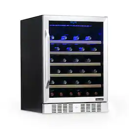 NewAir - 24" Built-In 52 Bottle Compressor Wine Fridge with Adjustable Shelves and Precision Digital Thermostat - Stainless Steel