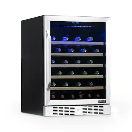 Front. NewAir - 24" Built-In 52 Bottle Compressor Wine Fridge with Adjustable Shelves and Precision Digital Thermostat - Stainless Steel.