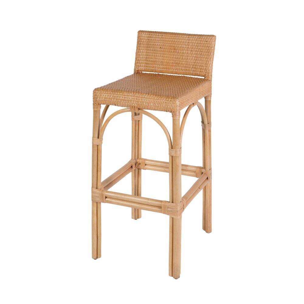Alt View 4. Butler Specialty - Serienna 30 in. Seat Height Rectangular Rattan Low Back Bar Stool - Natural.