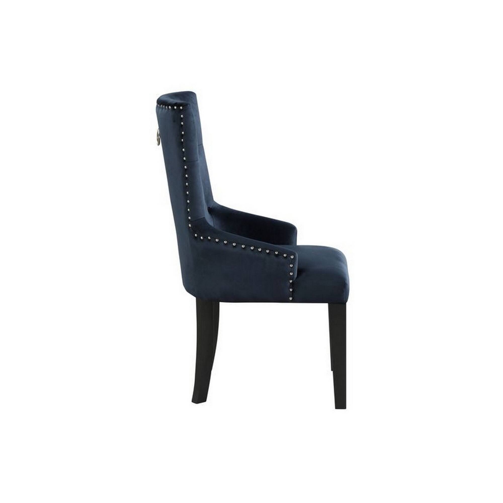 Alt View 2. Manhattan Lane - Luna 41 Inch Modern Accent Chair, Tight Back, Button Tufted - Blue and Black.