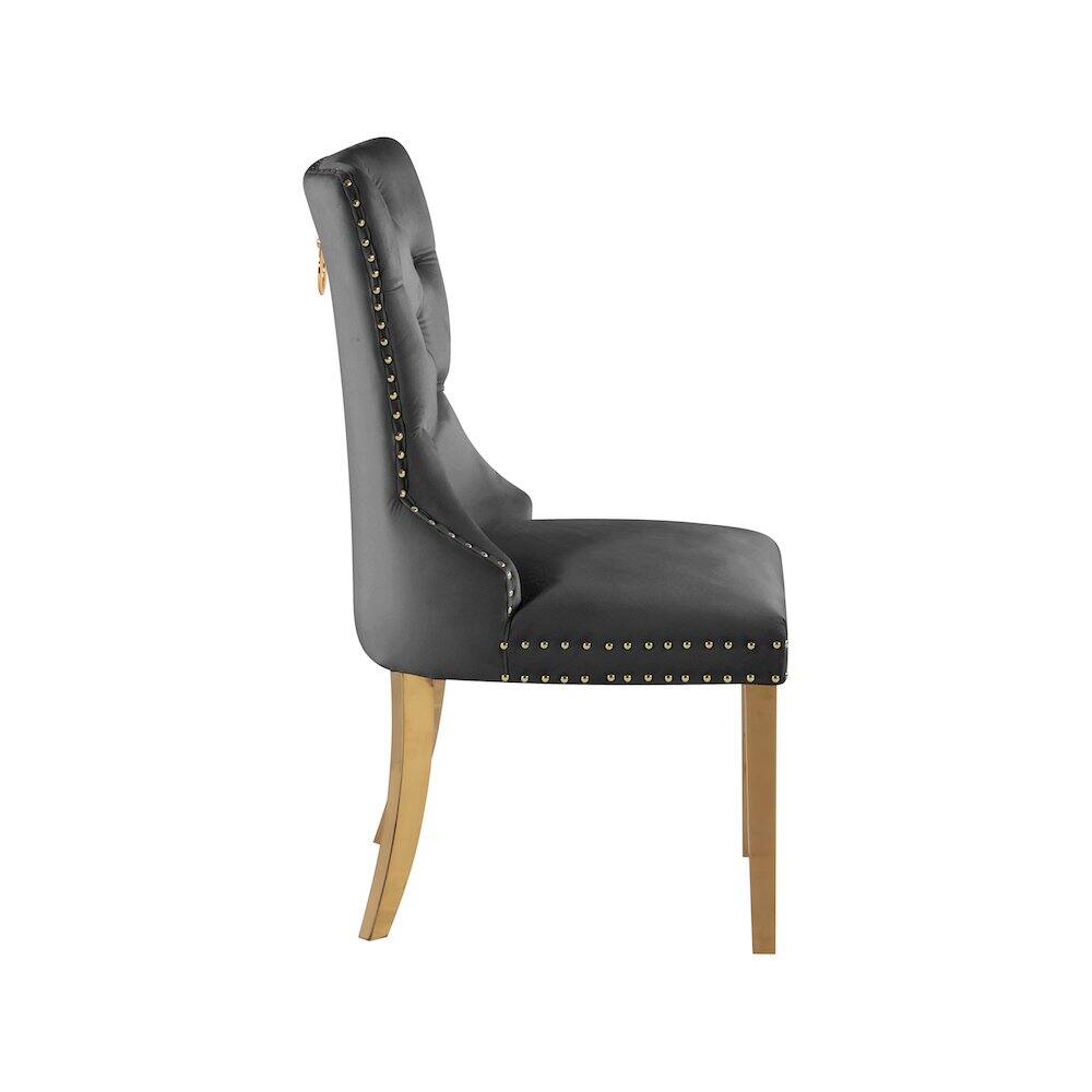 Alt View 2. Meridian Furniture - Carmen Grey Velvet Dining Chairs, Set of 2 - Grey.