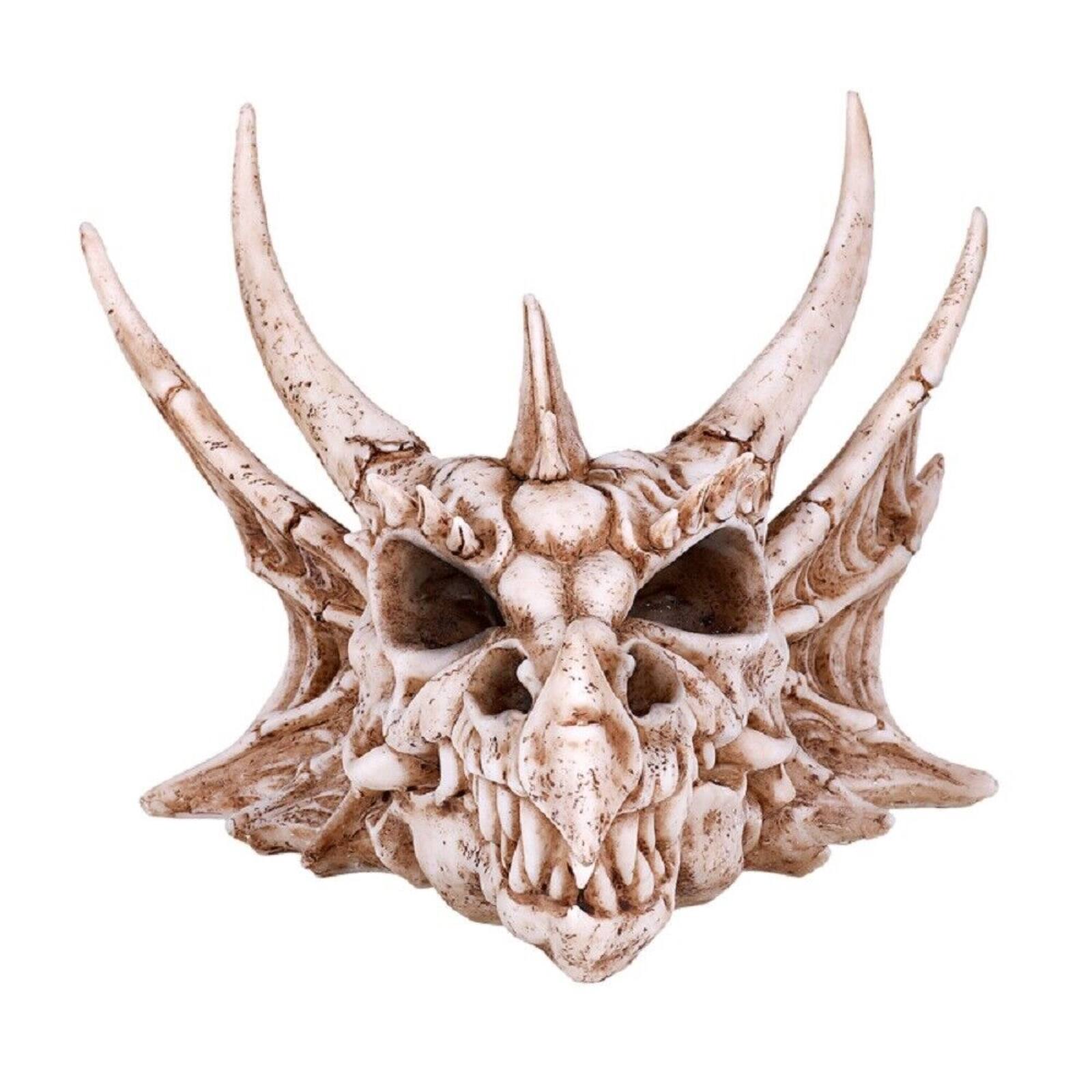 Angle. Pacific Trading - Dragon Skull Head Figurine 10 inch.