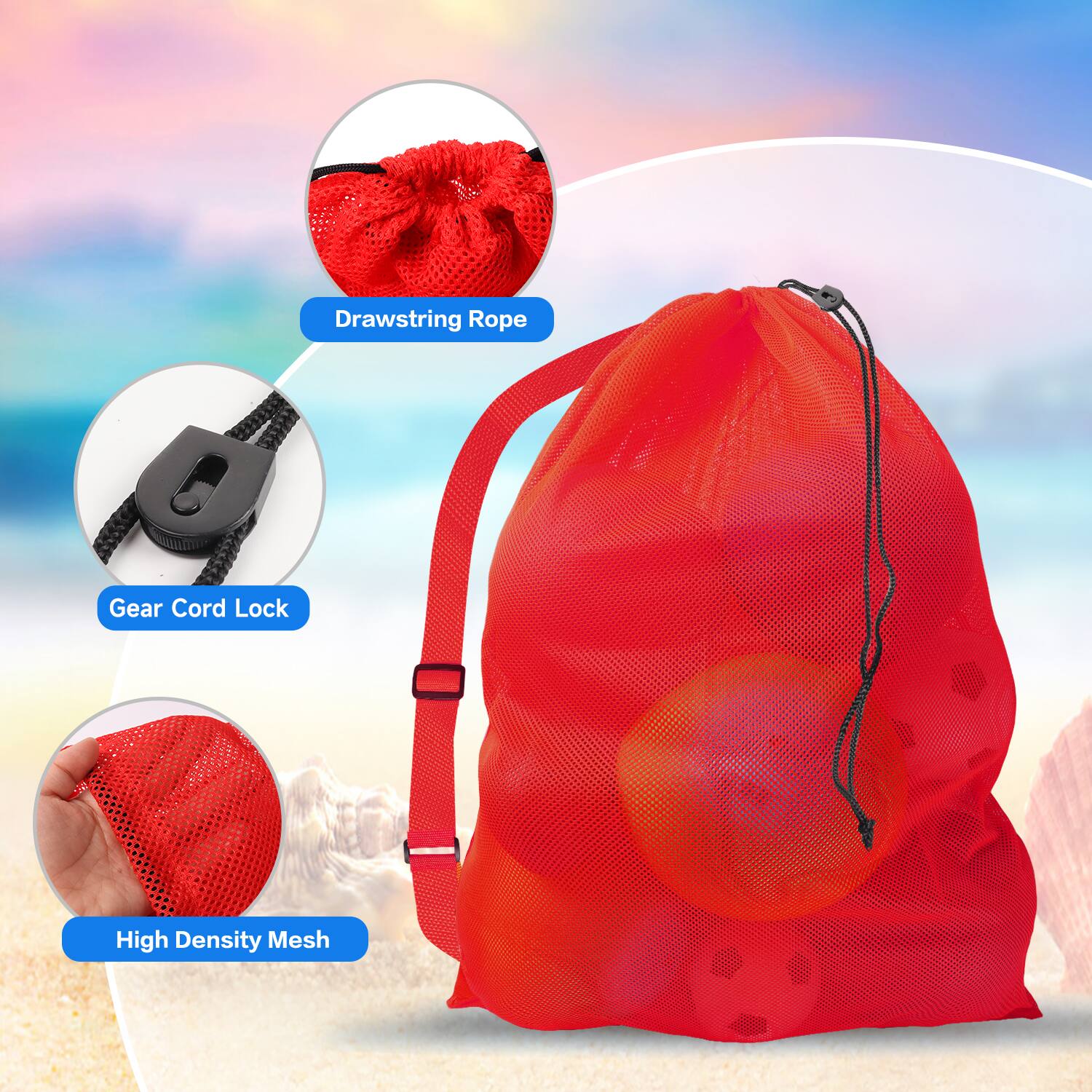 Drawstring Rope, Gear Cord Lock, High Density Mesh