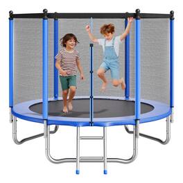 VEVOR - Outdoor Trampoline, 8FT Round Recreational Trampoline with Enclosure Net, ASTM Approved, Heavy Duty Trampolines - Blue,Black