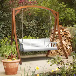 Winado - 5 FT Patio Wooden Porch Swing, Heavy Duty 880 LBS Swing Chair Bench, with Hanging Chains for Outdoor Courtyard Garden - White