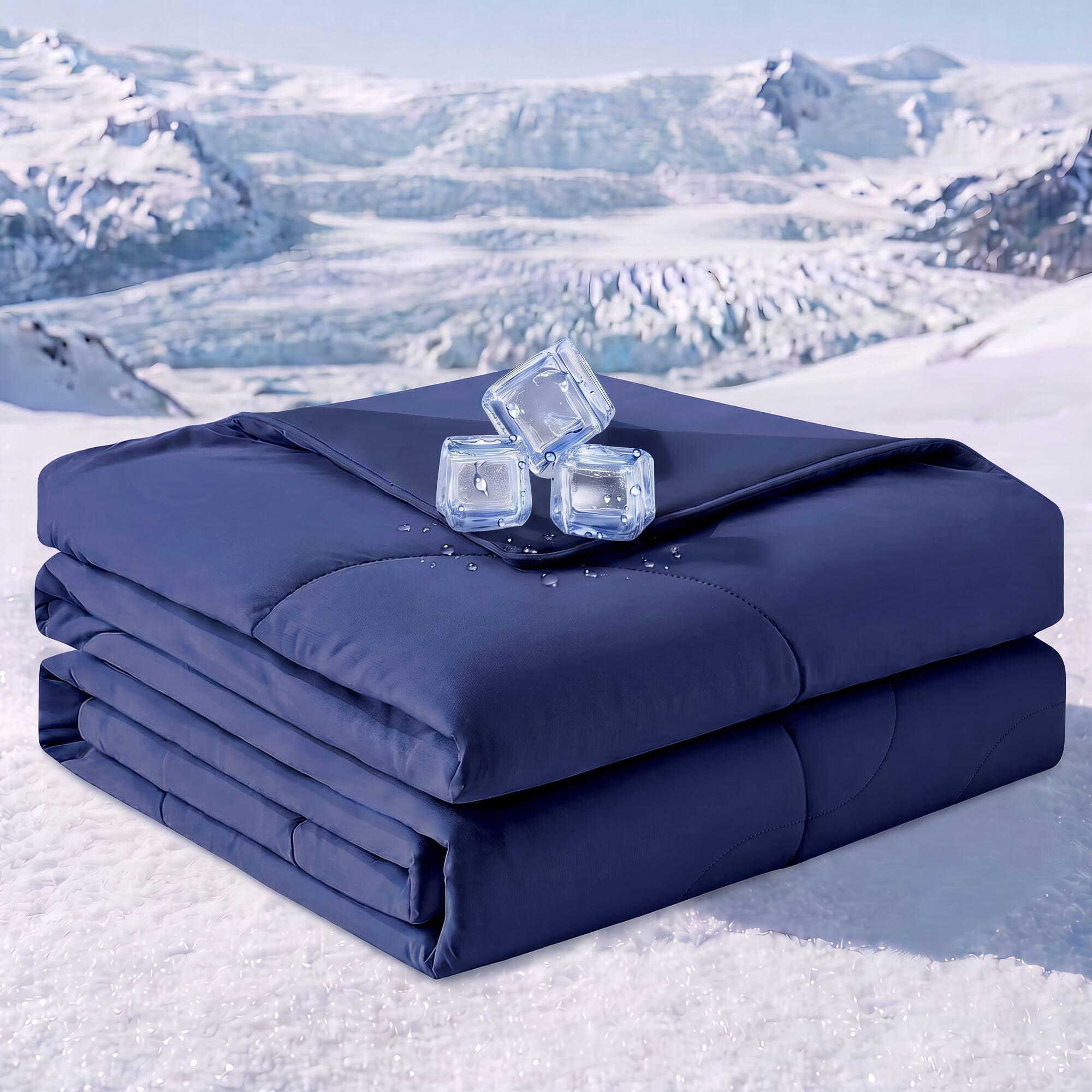 Alt View 3. KERDOM - Single/Twin - Cooling Comforter for Night Sweats, Arc-Chill Q-max>0.45, Instant Cool, Breathable Cold Throw, Washable - Navy Blue.