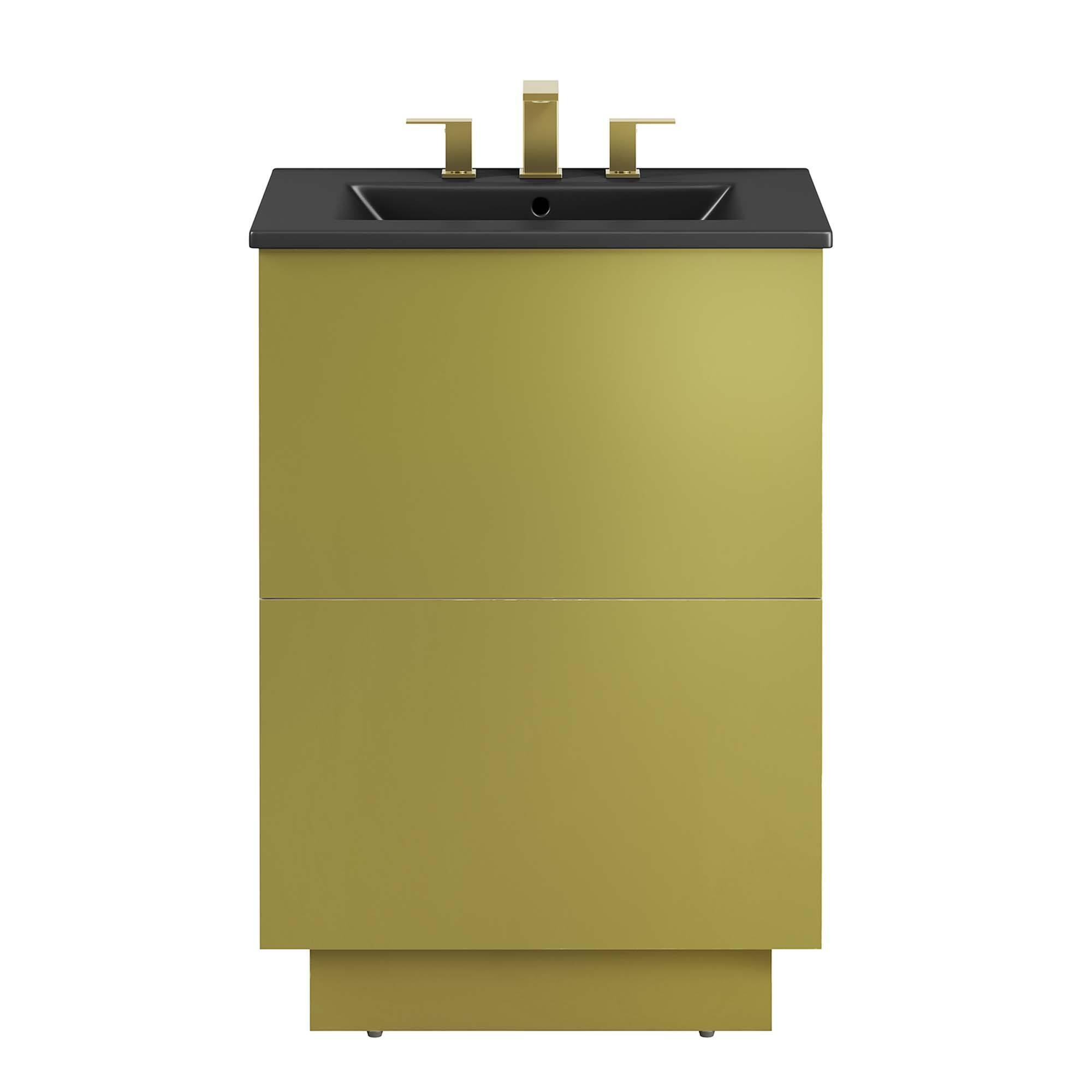 Alt View 4. Modway - Quantum Bathroom Vanity Basin Included by Modway - Black Gold.