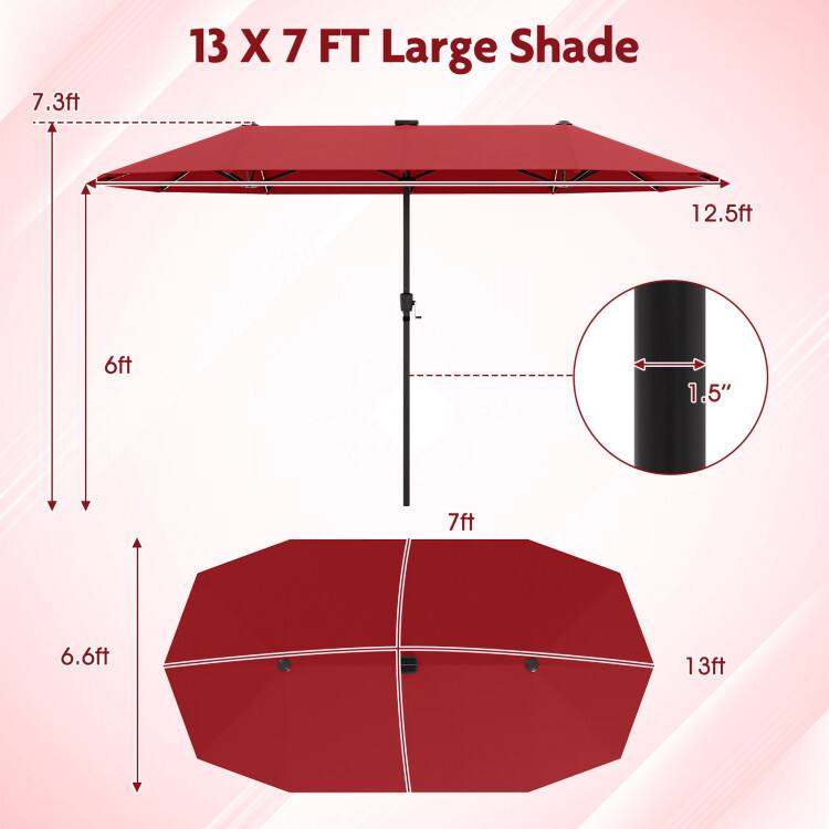 7.3ft 13 X 7 FT Large Shade 12.5ft 6ft 1.5" 7ft 6.6ft 13ft