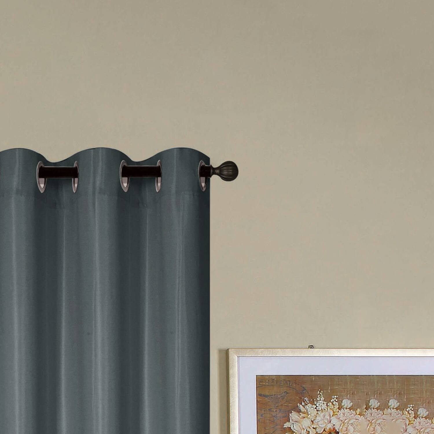 Left. RT Designers Collection - RT Designers Collection Kennedy Room Darkening Grommet Curtain Panel 54" x 84" Charcoal - Charcoal.