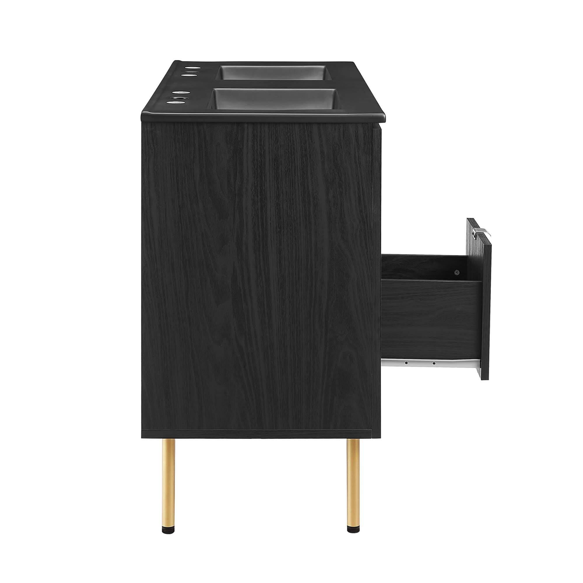 Alt View 5. Modway - Chaucer Bathroom Vanity with Black Basin Included by Modway - Black Black.
