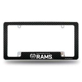 Rico Industries - Colorado State Rams Chrome Metal License Plate Frame with Carbon Fiber Design - Multi