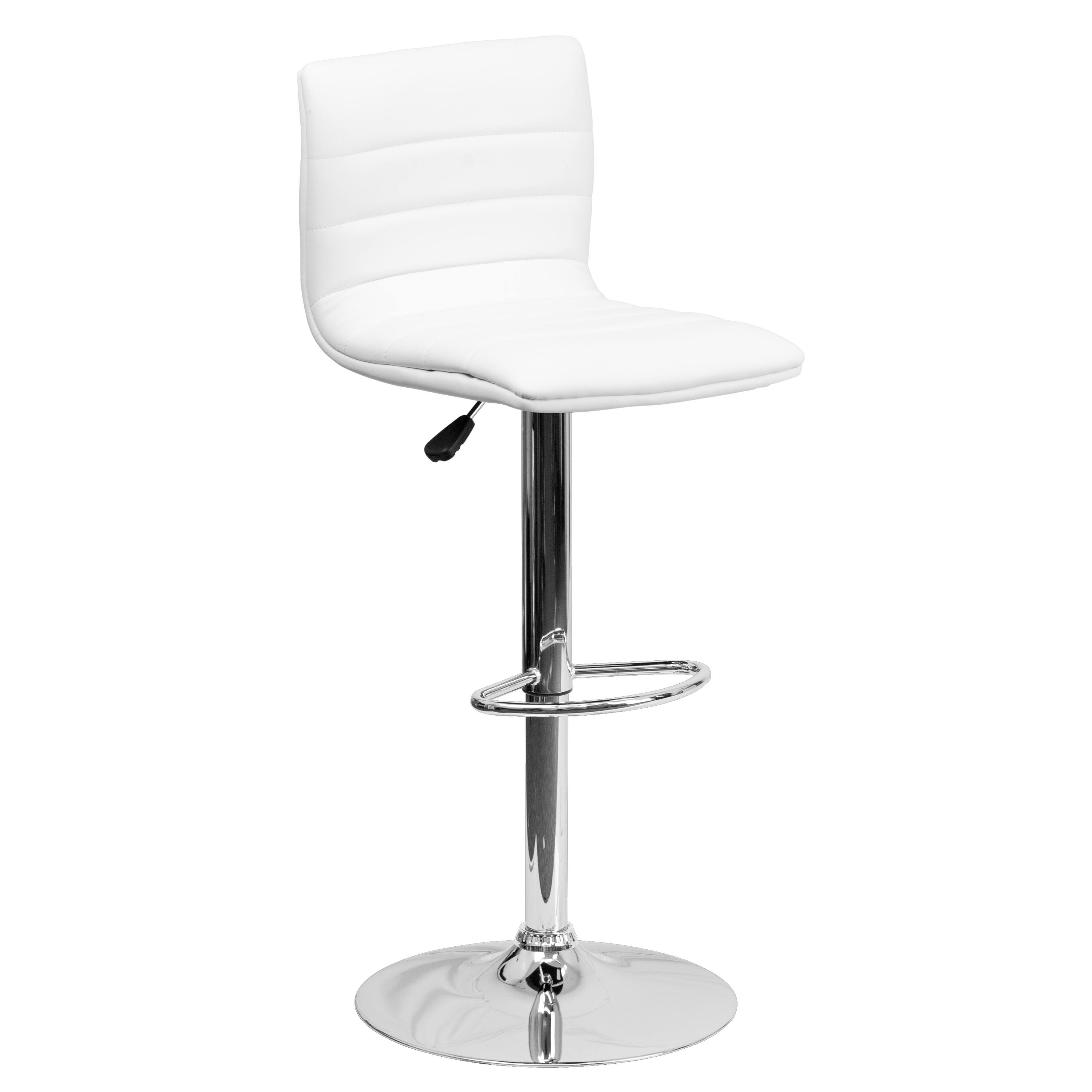 Alamont Home - Betsy Vinyl Adjustable Height Barstool w/ Horizontal Stitch Back & Chrome Base - White