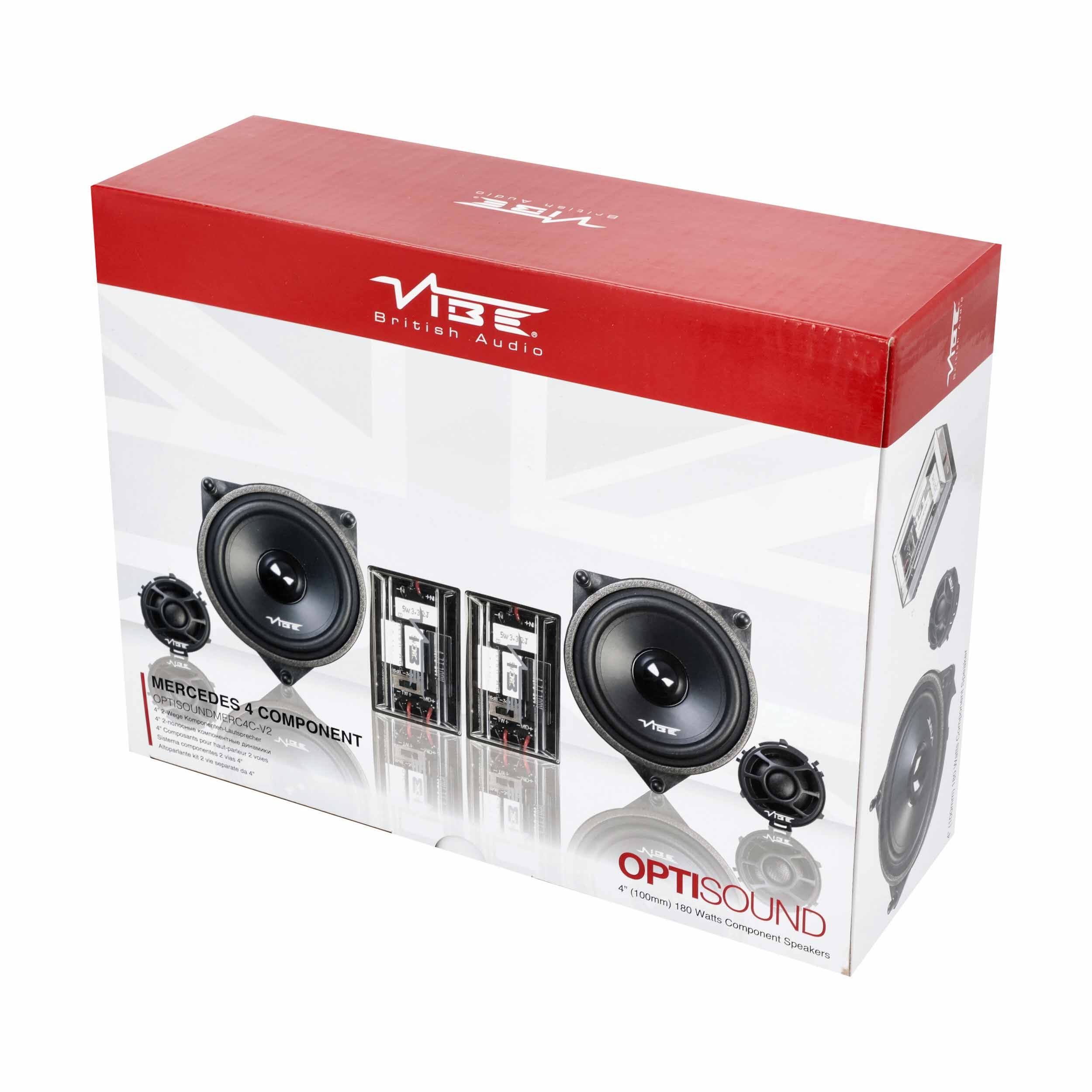 VIBE  
British Audio  

MERCEDES 4 COMPONENT  
OPTISOUND  
4" (100mm) 180 Watts Component Speakers