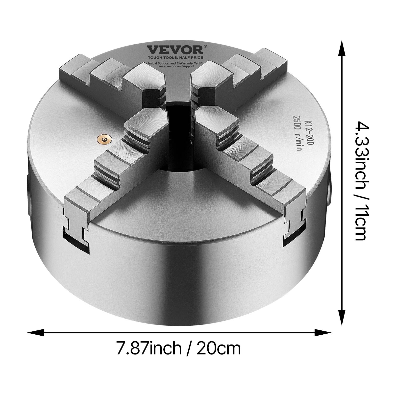 VEVOR TOUGH TOOLS. HALF PRICE. Technical Support and E-Warranty Certificate. www.vevor.com/support. 2500 r/min. K12-200. 4.33 inch / 11 cm. 7.87 inch / 20 cm.