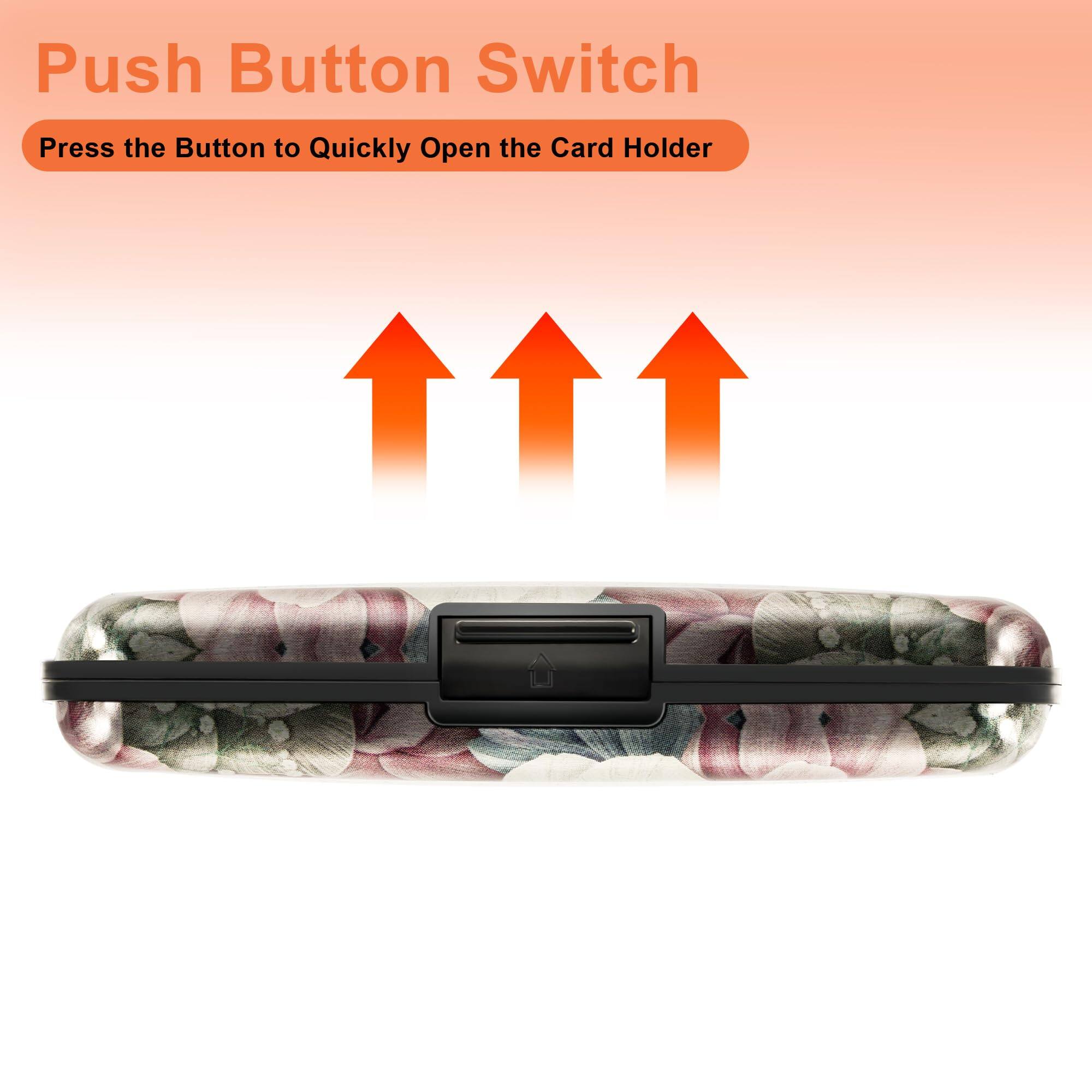 Alt View 3. Jadie Link - Credit Card Holder Women Rfid Blocking Aluminum Alloy Hard Case Small Mini Metal Wallet Men Happy Flower RFID-blocking - Colorful Bird.