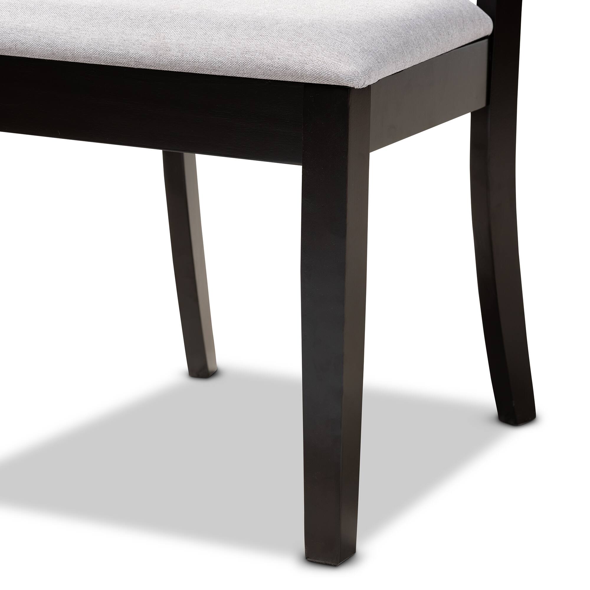 Back. Baxton Studio - Clarke Modern Fabric Upholstered and Espresso Finished Wood 4-Piece Dining Chair Set - Grey/Espresso Brown.