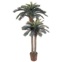 BreeBe - 6' and 4' Double Potted Sago Palm Silk Tree - Green