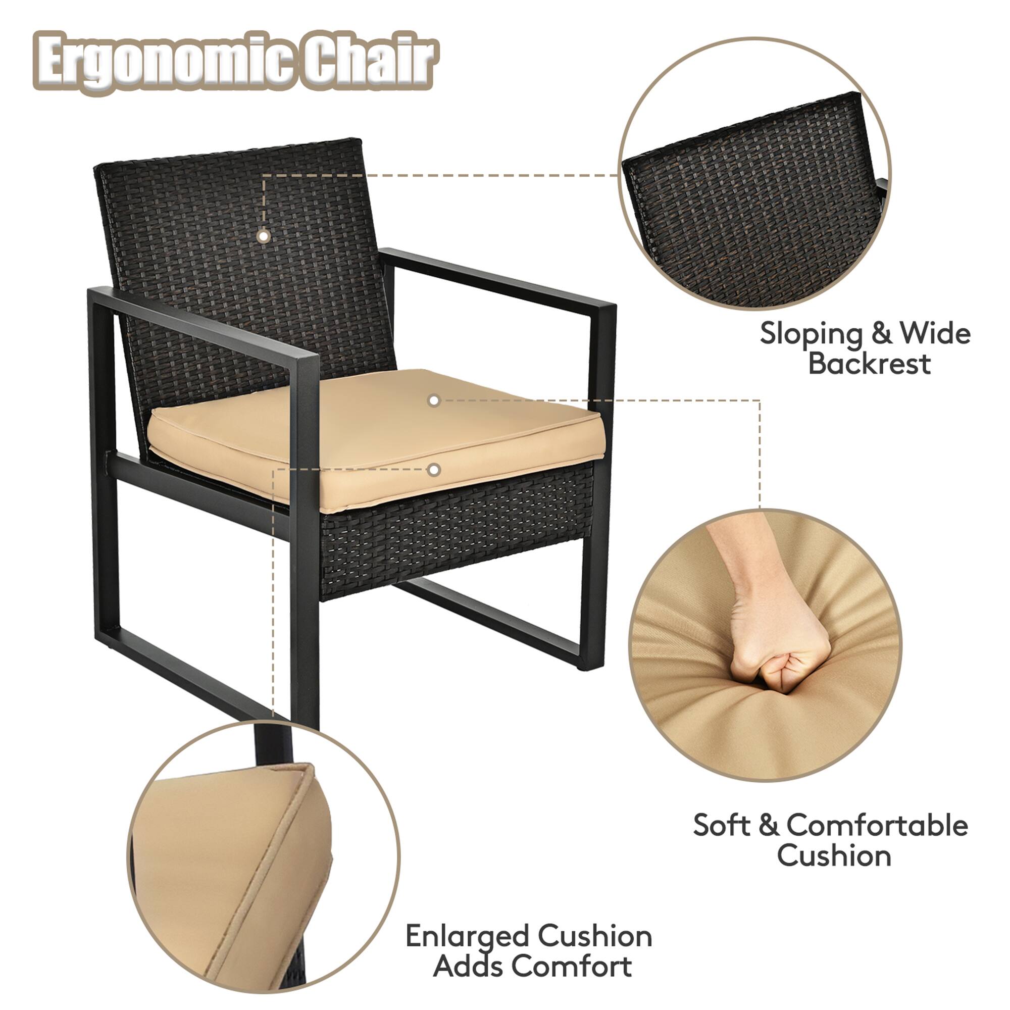 Ergonomic Chair

- Sloping & Wide Backrest
- Soft & Comfortable Cushion
- Enlarged Cushion Adds Comfort